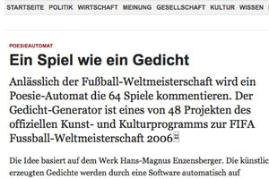 Ein Poesieautomat für die Fußballweltmeisterschaft 2006